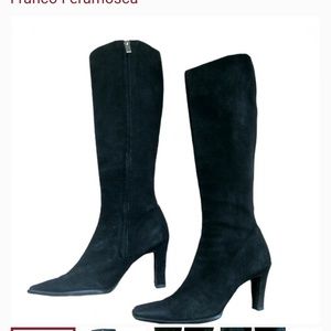 Franco Feramosca Black Suede Knee High Boots ~ 6.5